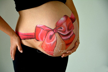 belly painting lyon noeud rouge femme enceinte